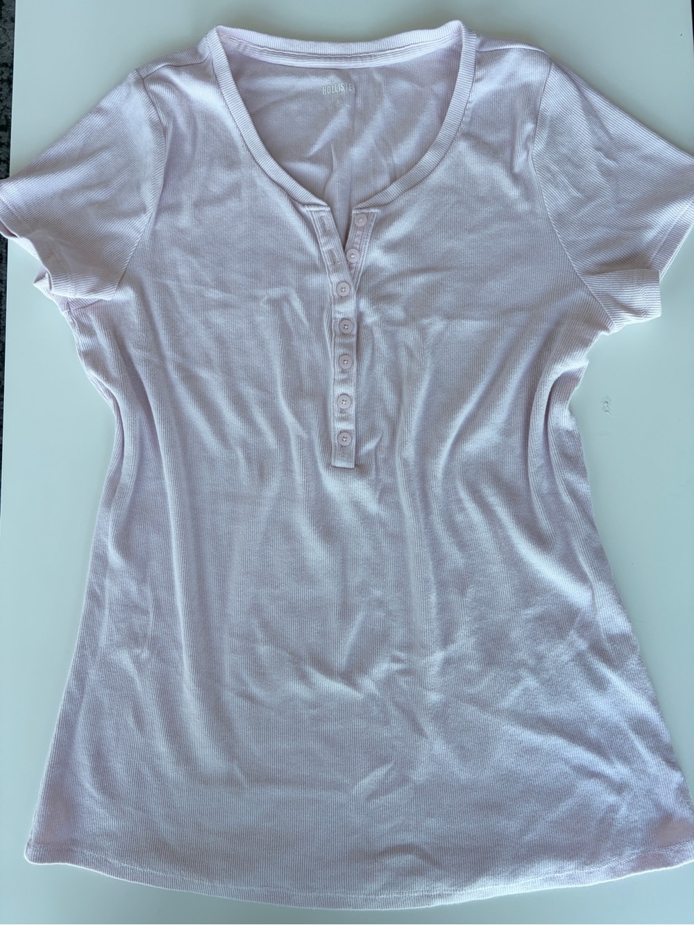 Hollister Light Pink Short-Sleeve Henley Top